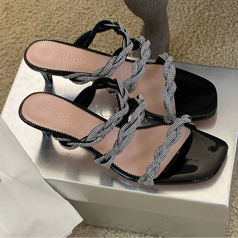 J. Crew Zadie strappy kitten heels with crystals sandals